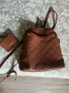 Steve Madden Chestnut Embossed Mini Backpack with Cardholder
